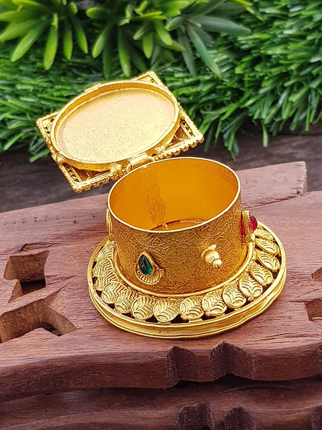 22k Gold Plated Laxmi Kum Kum Box best for gifting 9864N - Griiham