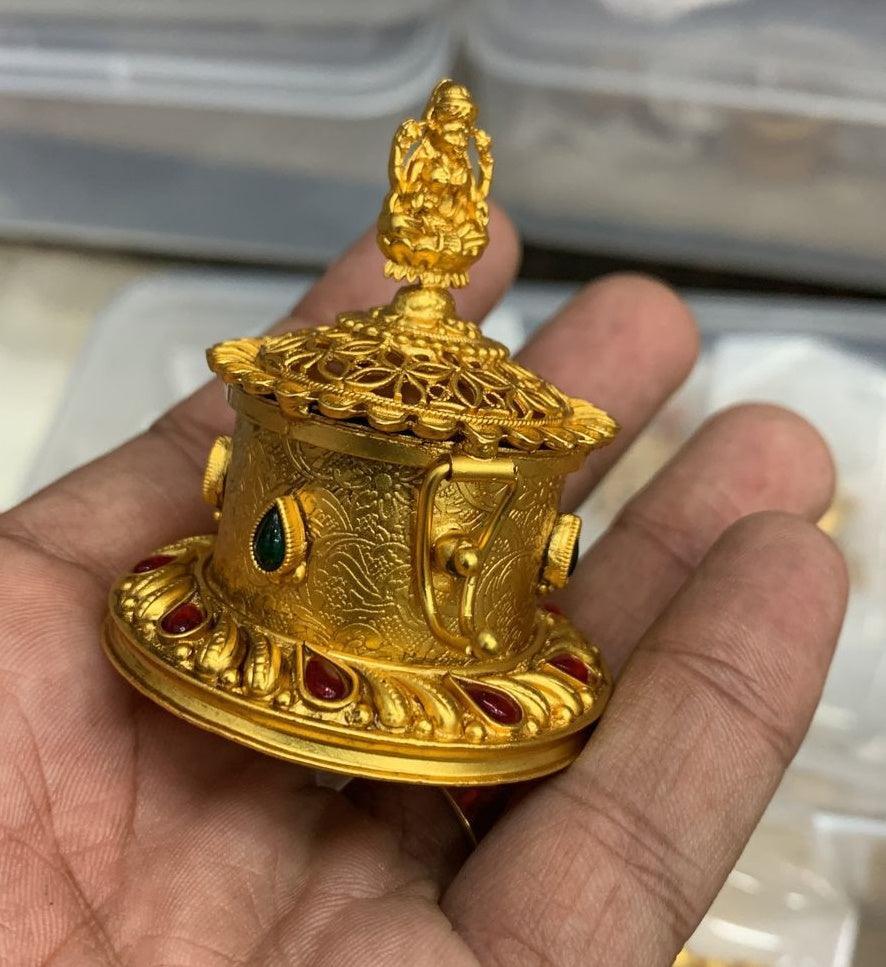 22k Gold Plated Laxmi Kum Kum Box best for gifting 9871N - Griiham