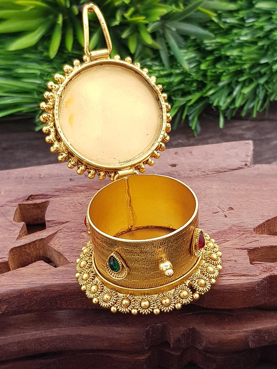 22k Gold Plated Laxmi Premium Kum Kum Box best for gifting 9862N - Griiham