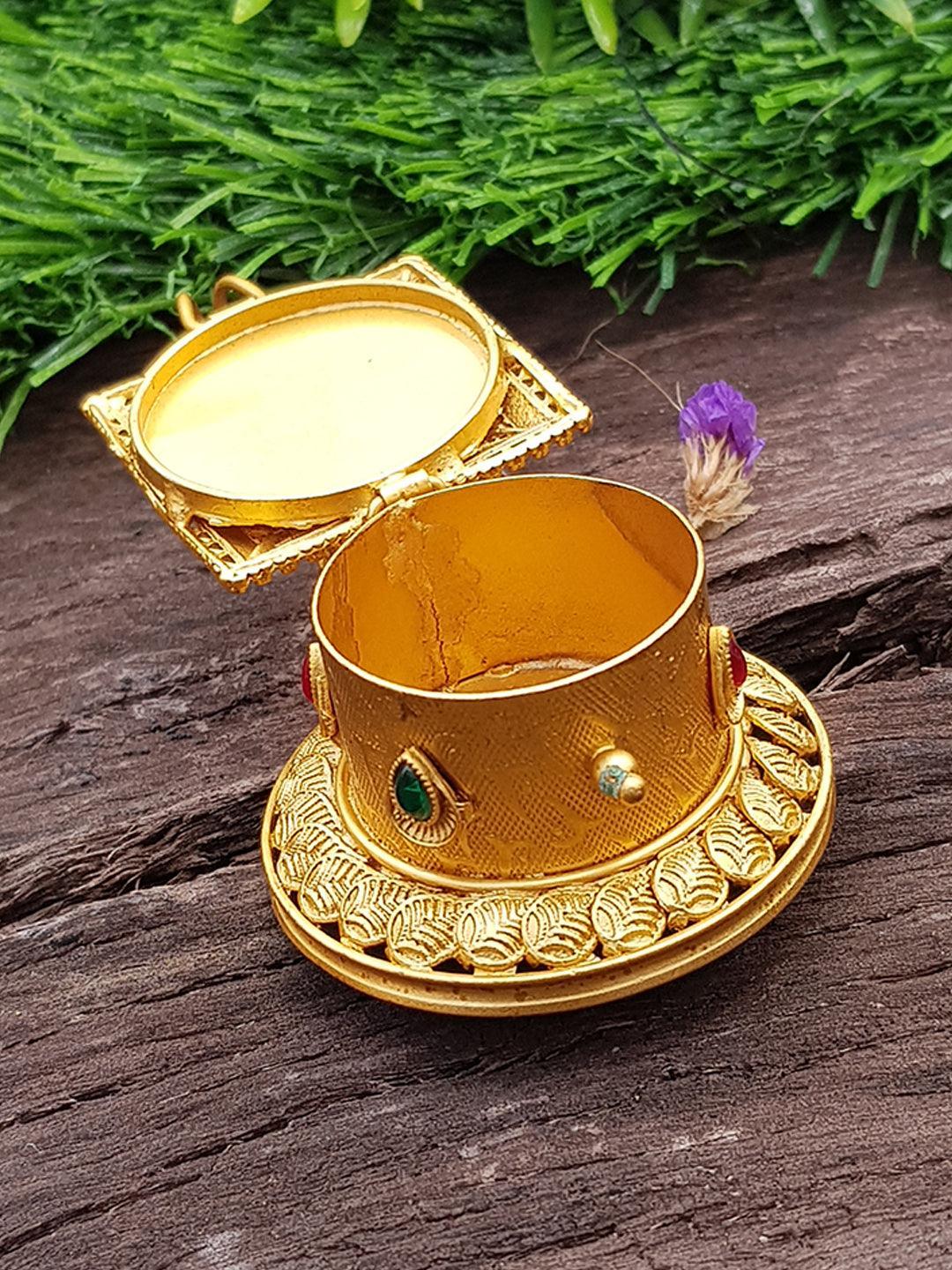 22k Gold Plated Laxmi Premium Kum Kum Box best for gifting - Griiham