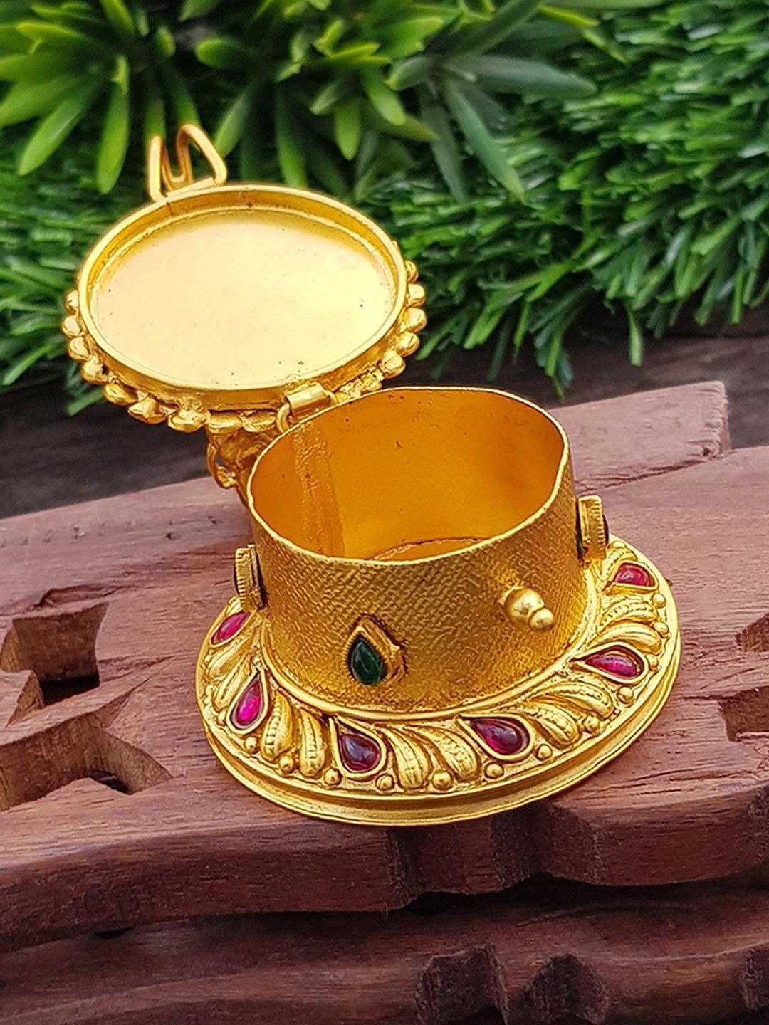 22k Gold Plated Laxmi Premium Kum Kum Box best for gifting - Griiham