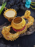 22k Gold Plated Matte Finish Premium quality Big Size Laxmi Kumkum box 10641N - Griiham