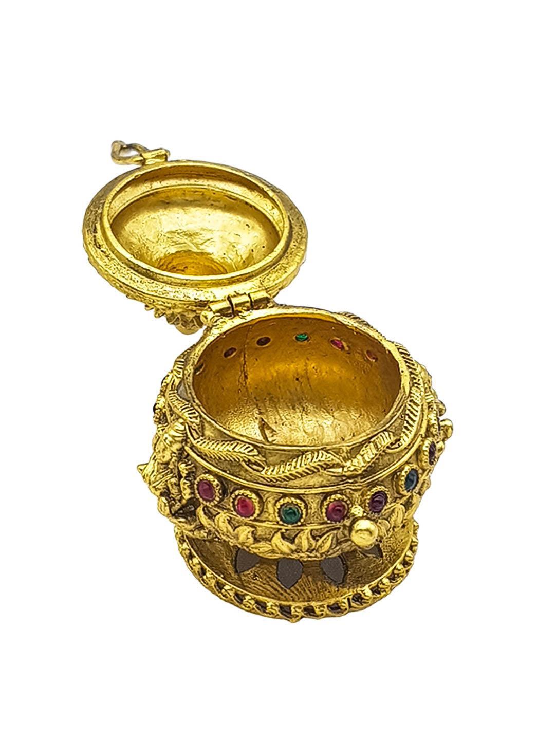 22k Gold Plated fully engraved Kumkum box best for gifting - Griiham