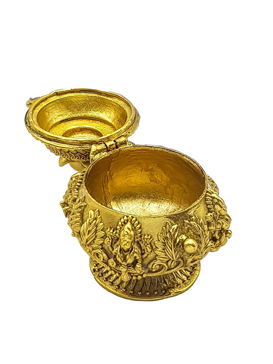 22k Gold Plated fully engraved Kumkum box best for gifting - Griiham