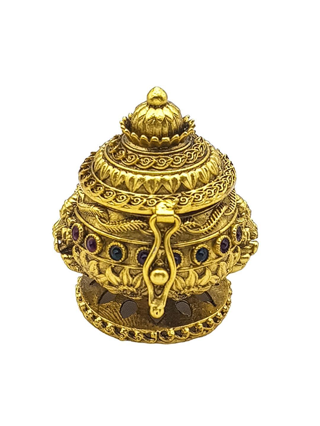 22k Gold Plated fully engraved Kumkum box best for gifting - Griiham