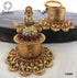 22k Gold Plated fully engraved Lakshmi Kumkum box 7409N