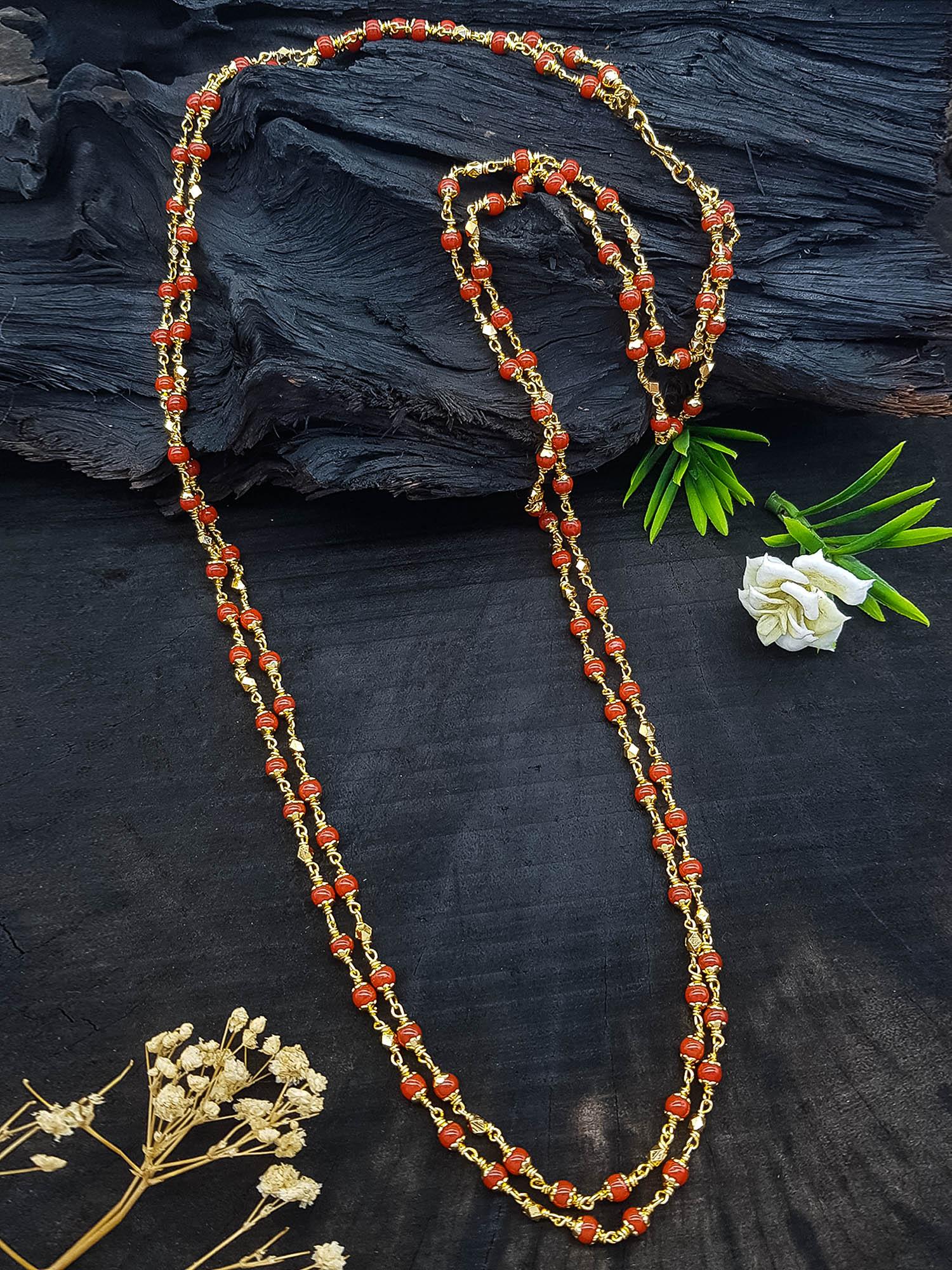 23.5 kt gold plated Guaranteed coral chain/pearl 30 INCHES