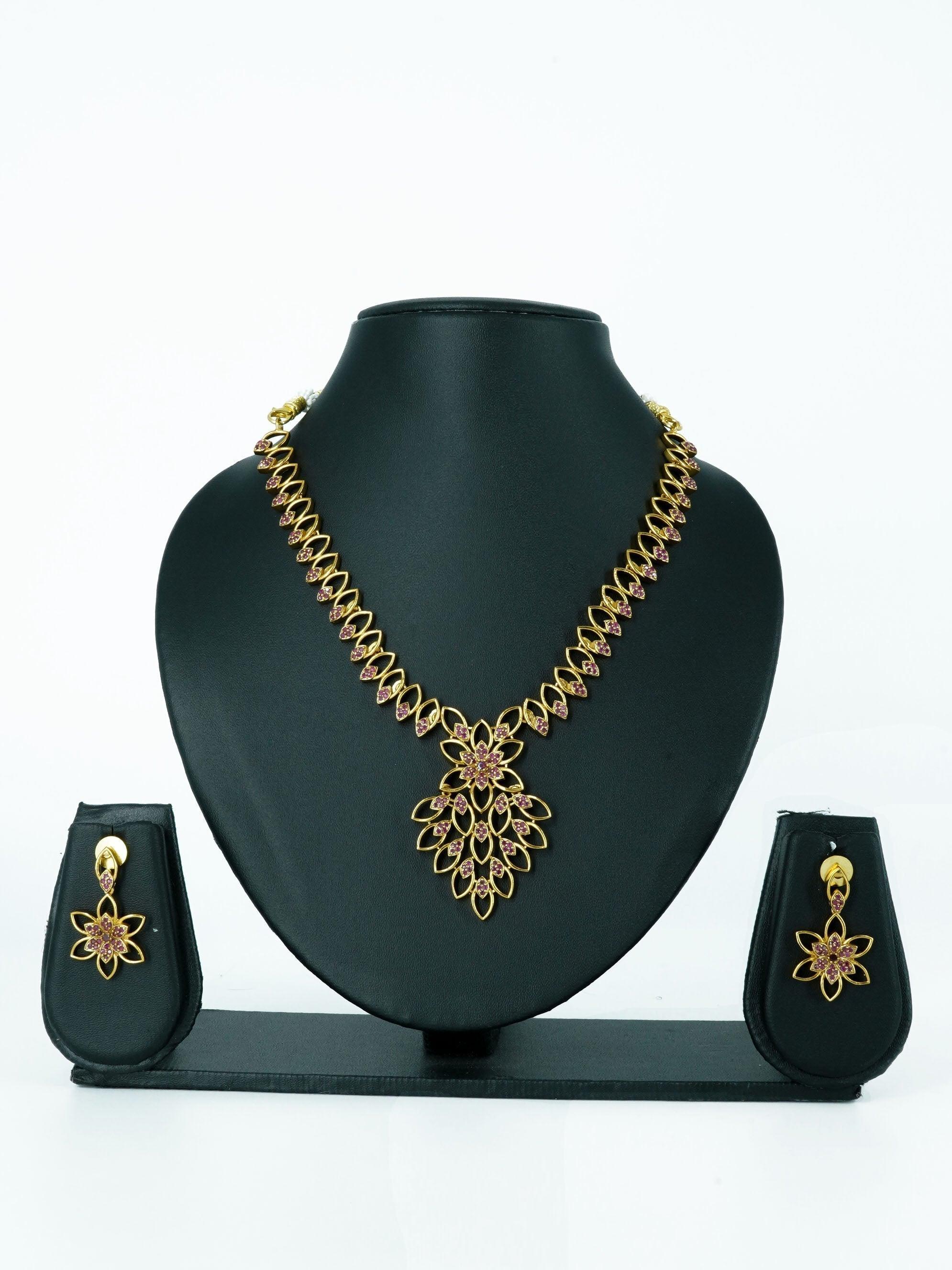 23.5kt Guaranteed Gold plated Trending designs Short AD necklace set 12783N - Griiham