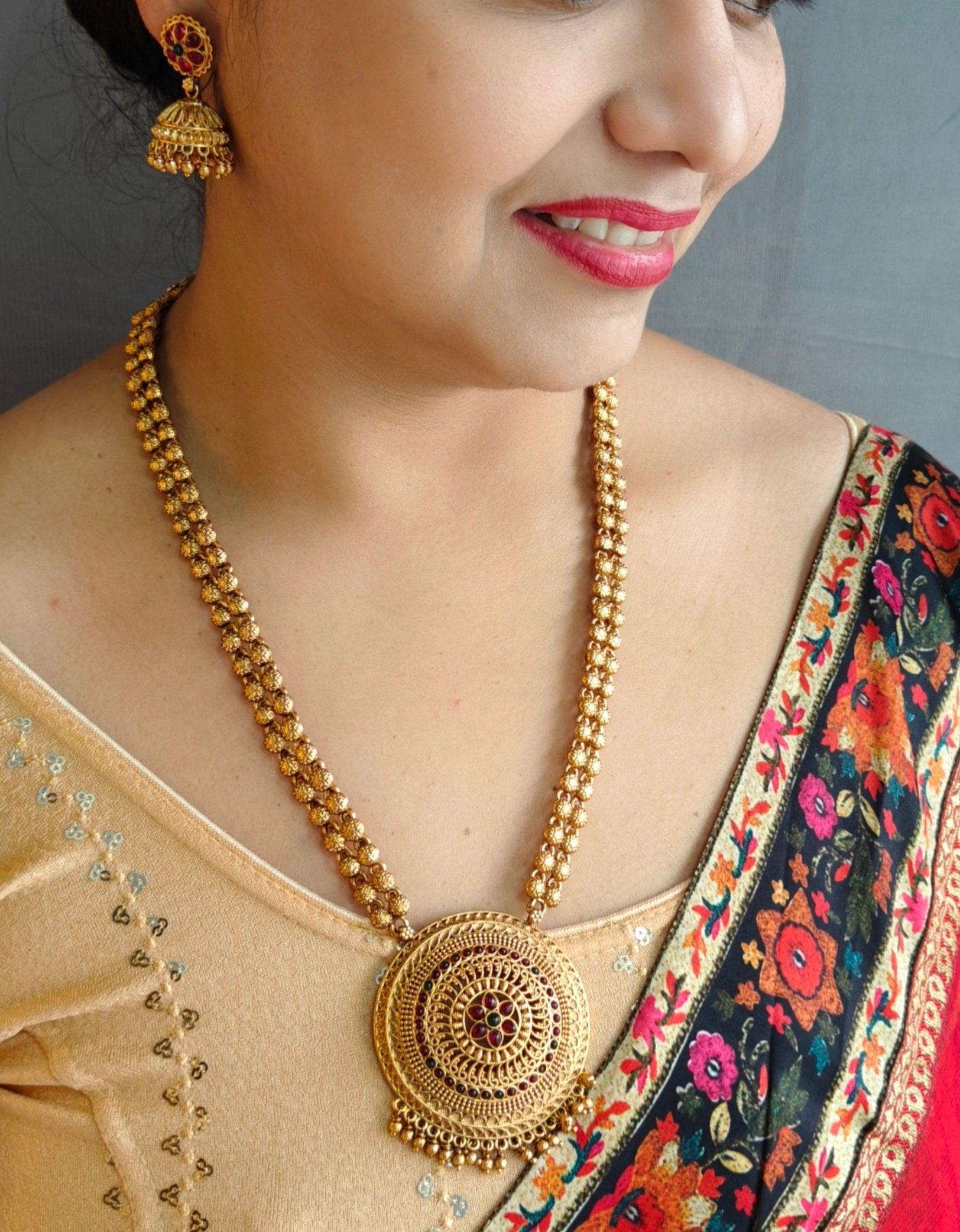 Gold Plated Long Necklace Set