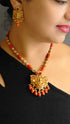 Gold Plated Long Necklace Set in coral