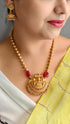 Gold Plated In Coral Beads Long Necklace Set