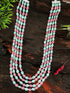 Four Line Turqoise Natural Stone with Baby Pink Oval Stone Mala Necklace set