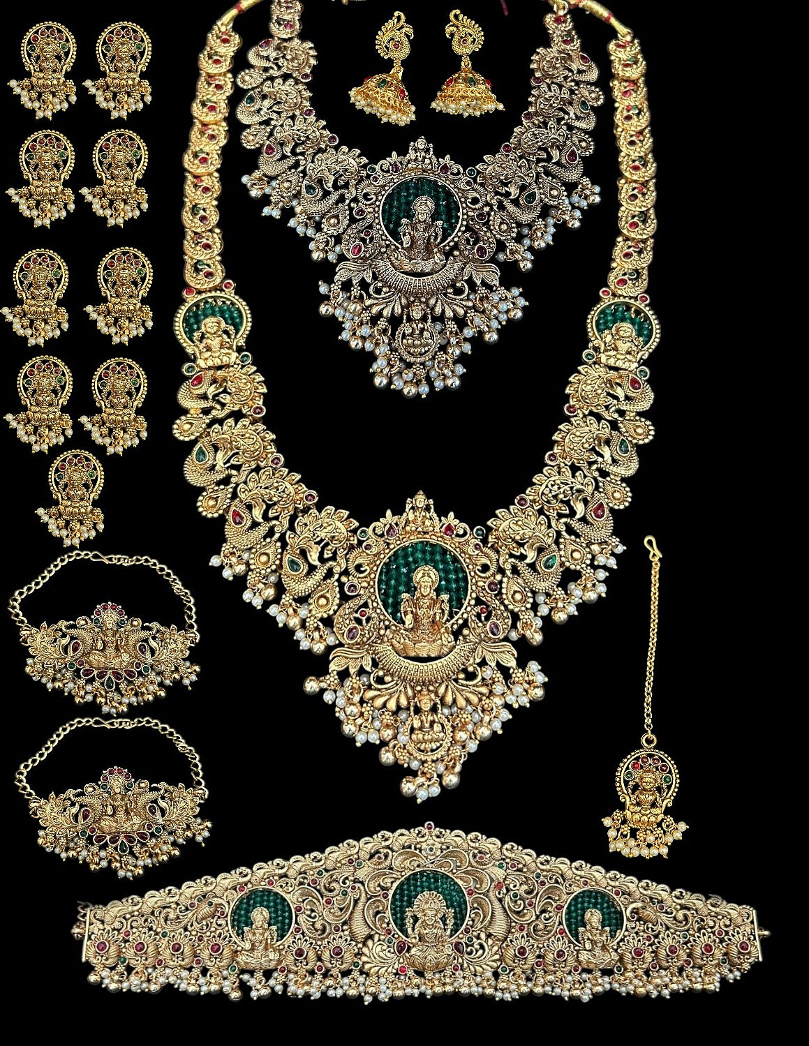 Exclusive Limited Designs Premium Gold Finish Full Bridal Set Combo