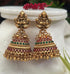 Gold plated Temple design Jhumka Earrings