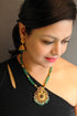 Gold Plated Necklace Set in green crystal natural stones