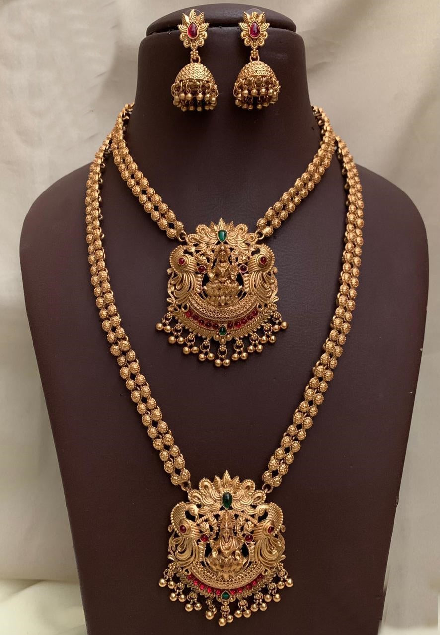 Antique Premium Gold finish Laxmi necklace Combo set