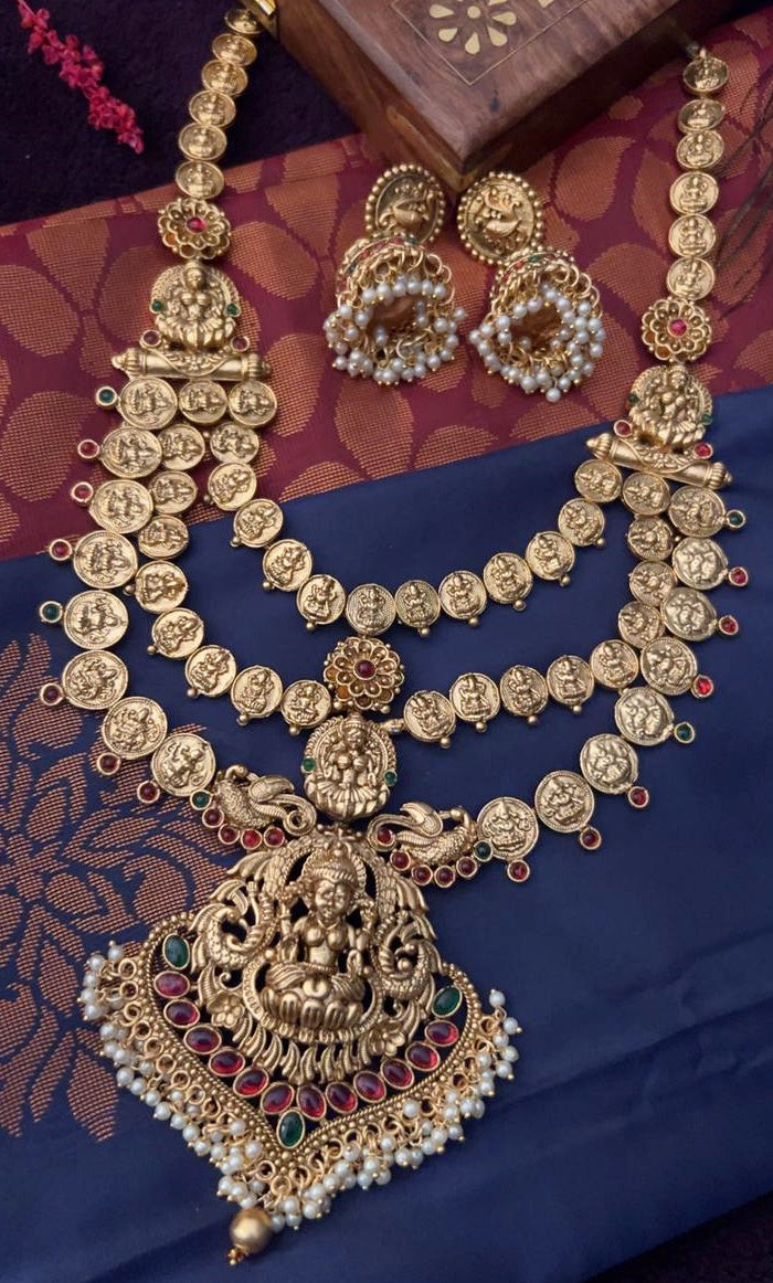 Antique Premium Gold finish Laxmi necklace set