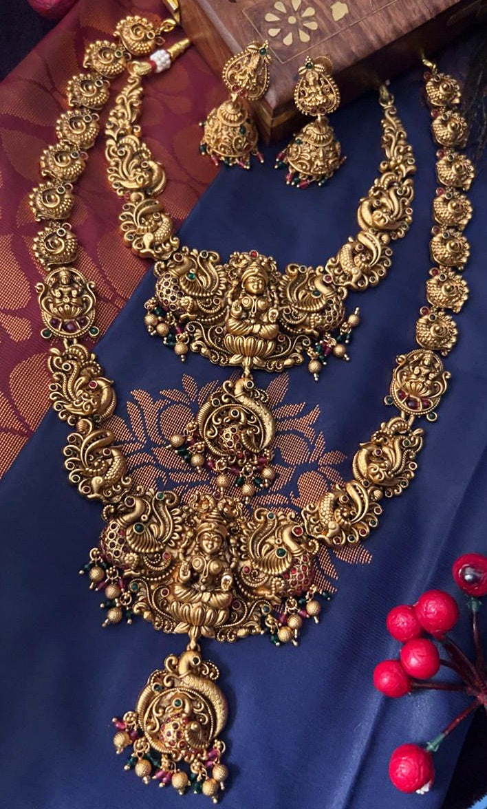 Premium Gold finish Laxmi necklace Combo set