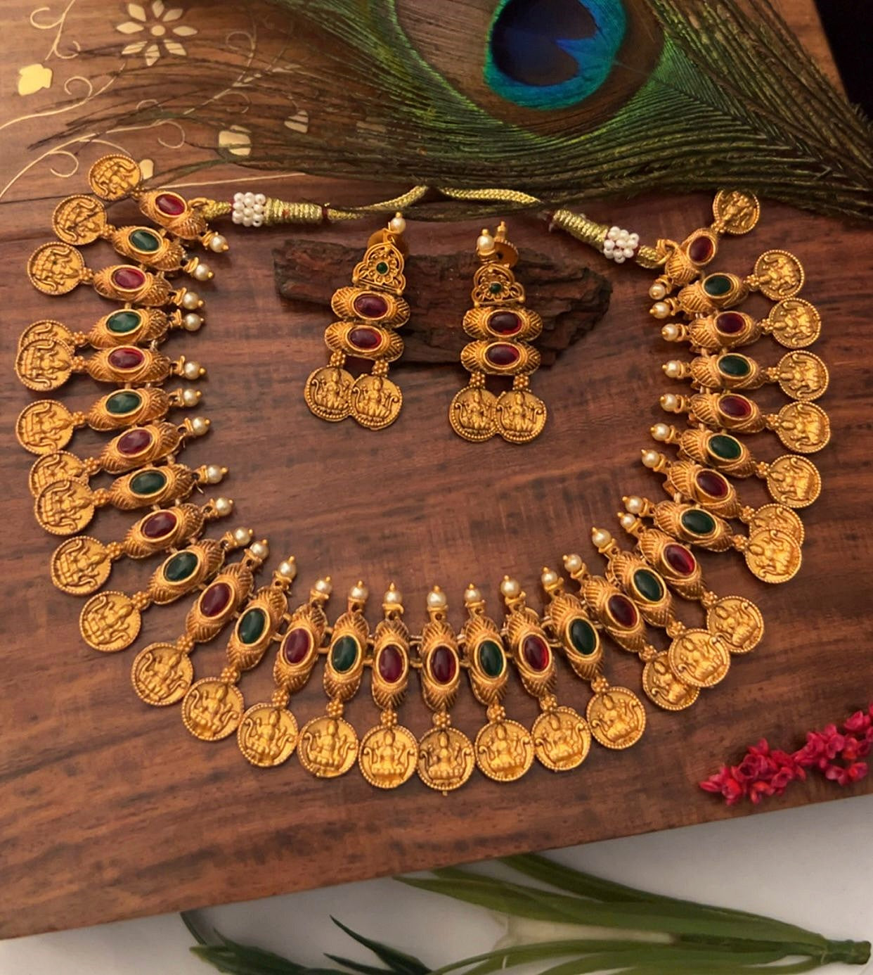 Gold Plated Necklace Set in Temple collection