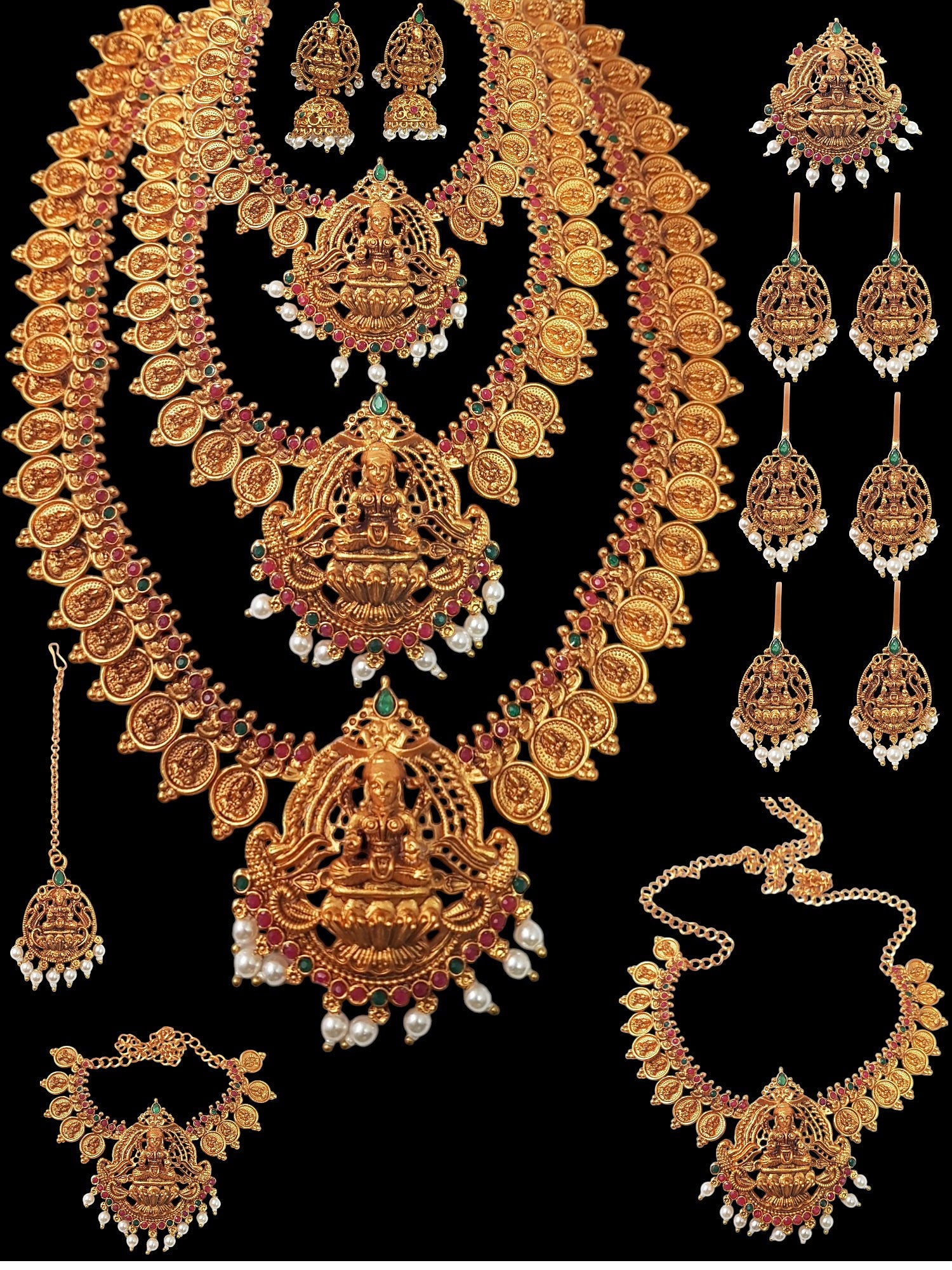 Premium Gold finish Laxmi necklace Combo set