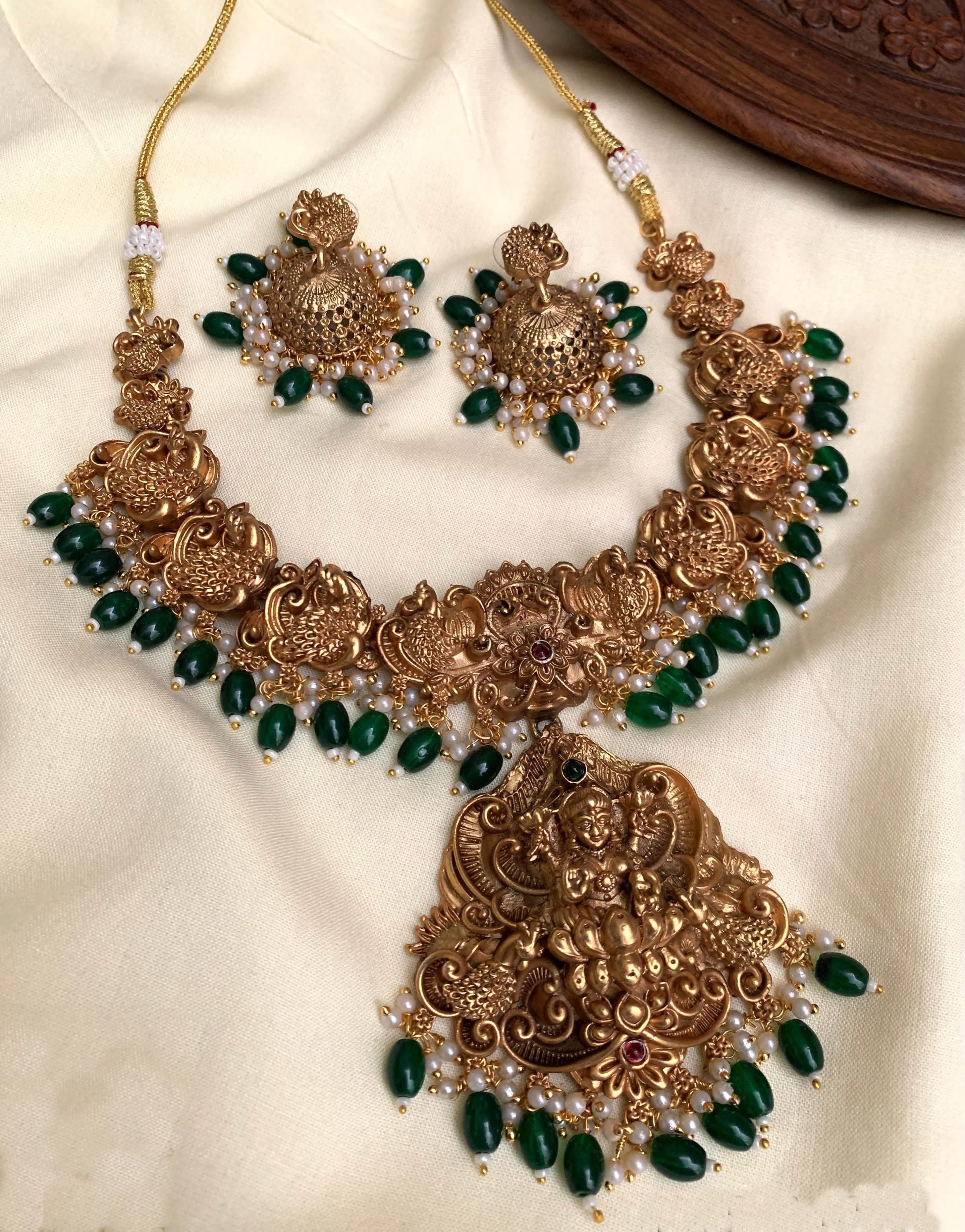 Gold Plated Classic Temple Necklace Set