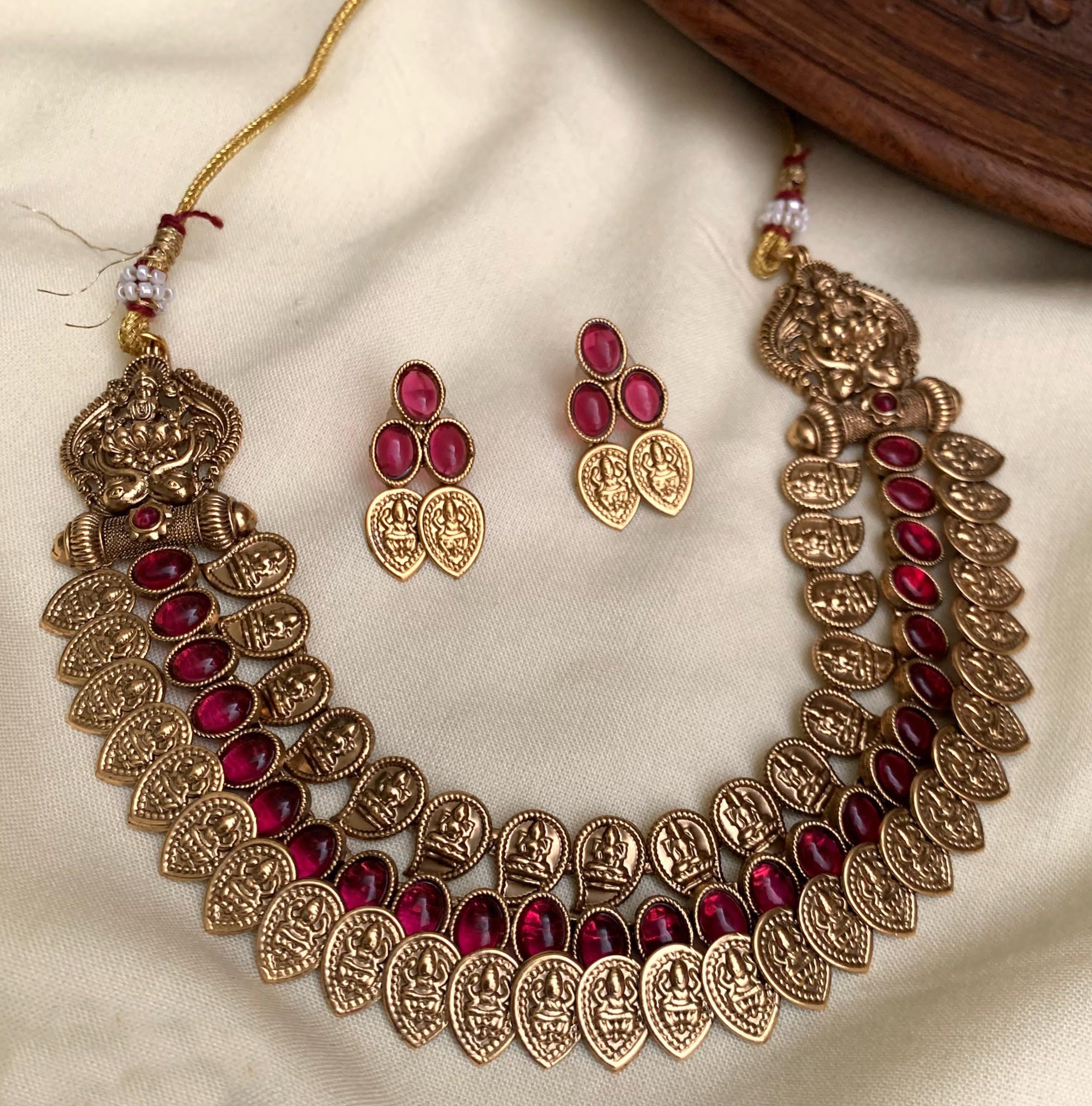 Gold Plated Classic Temple Necklace Set