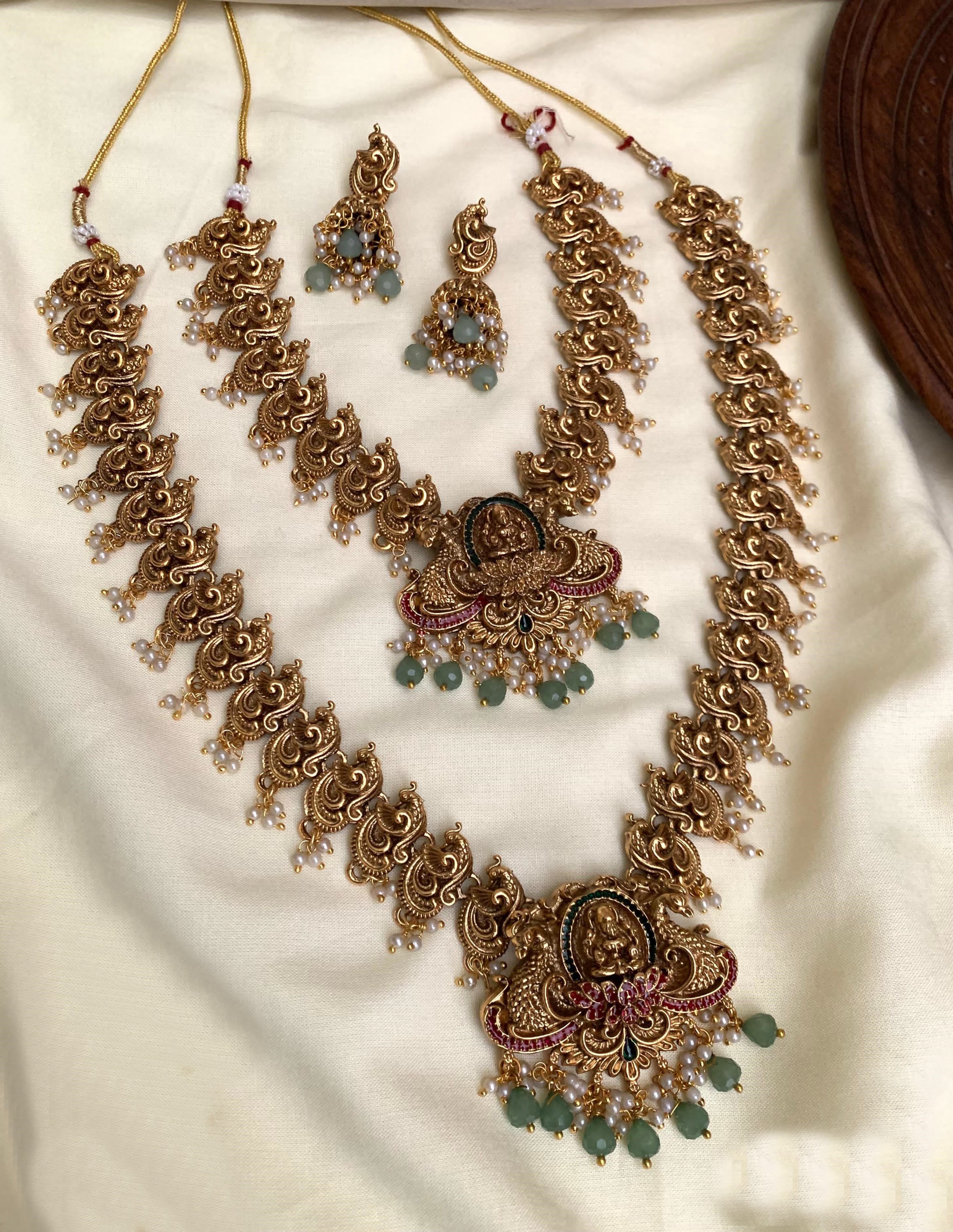 Gold Plated Classic Temple Long Necklace Set combo