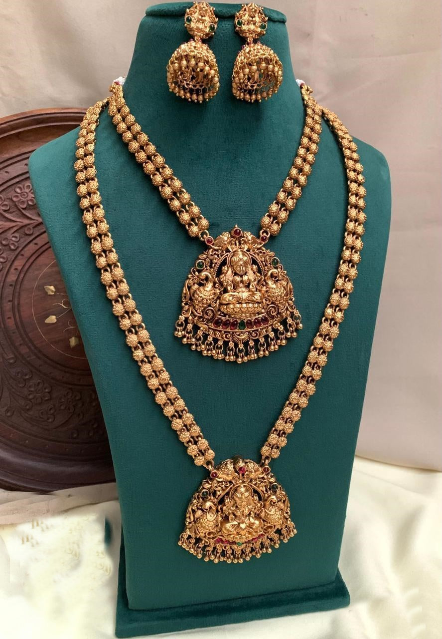 Gold Plated Classic Temple Long Necklace Set combo