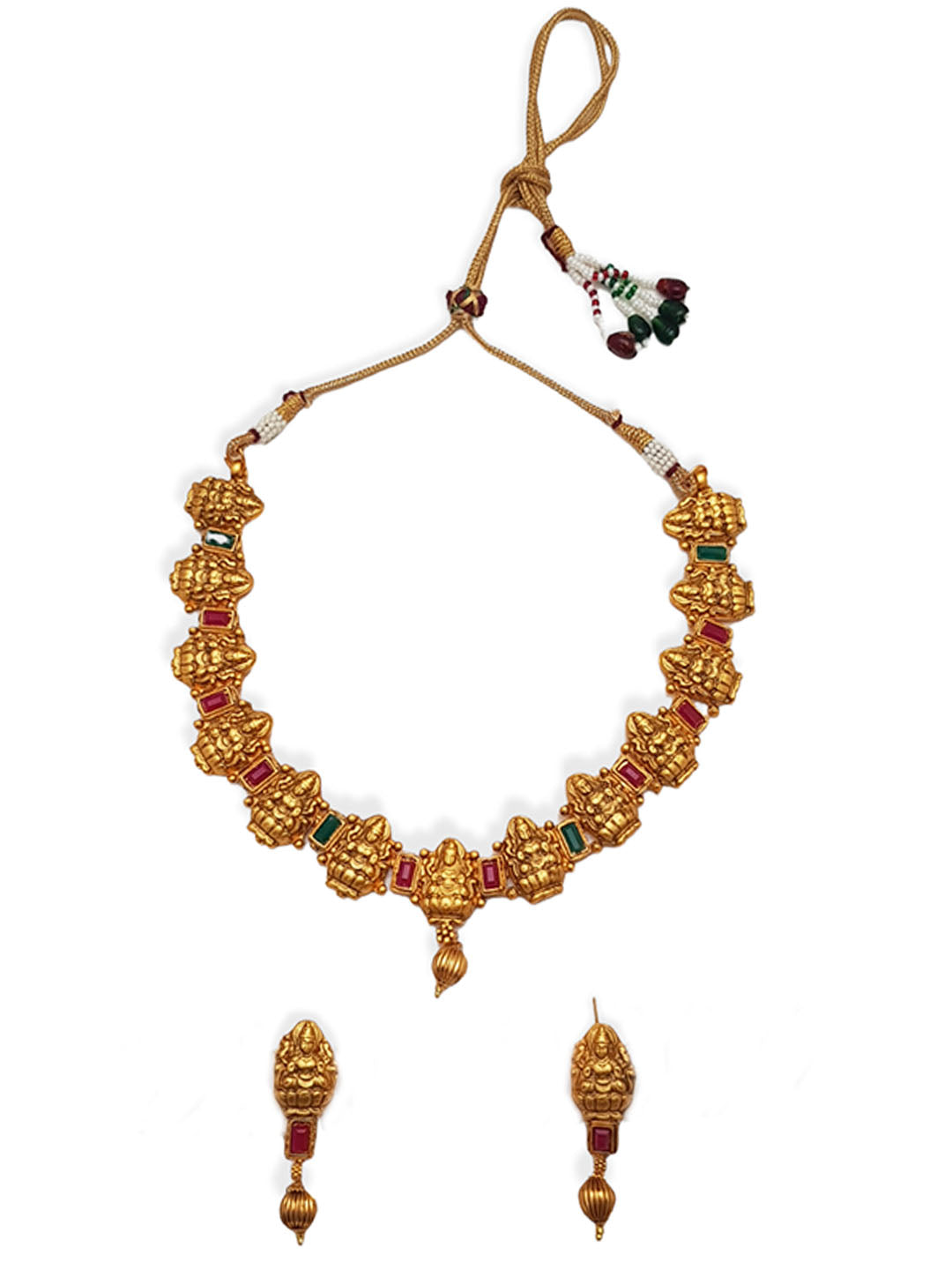 Matt Laxmi Necklace Set with Multi Stone