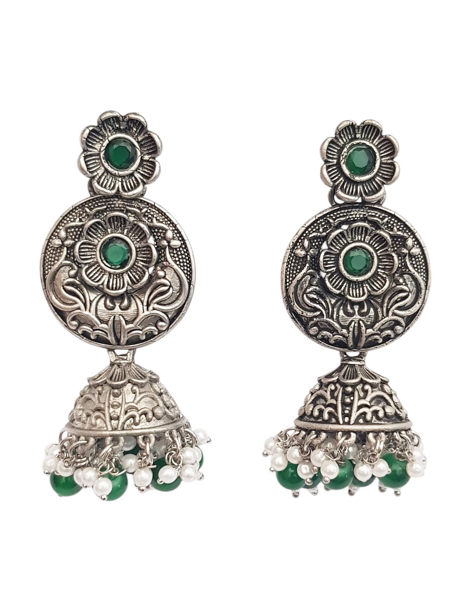 Silver Plated oxidised Earrings Jhumka