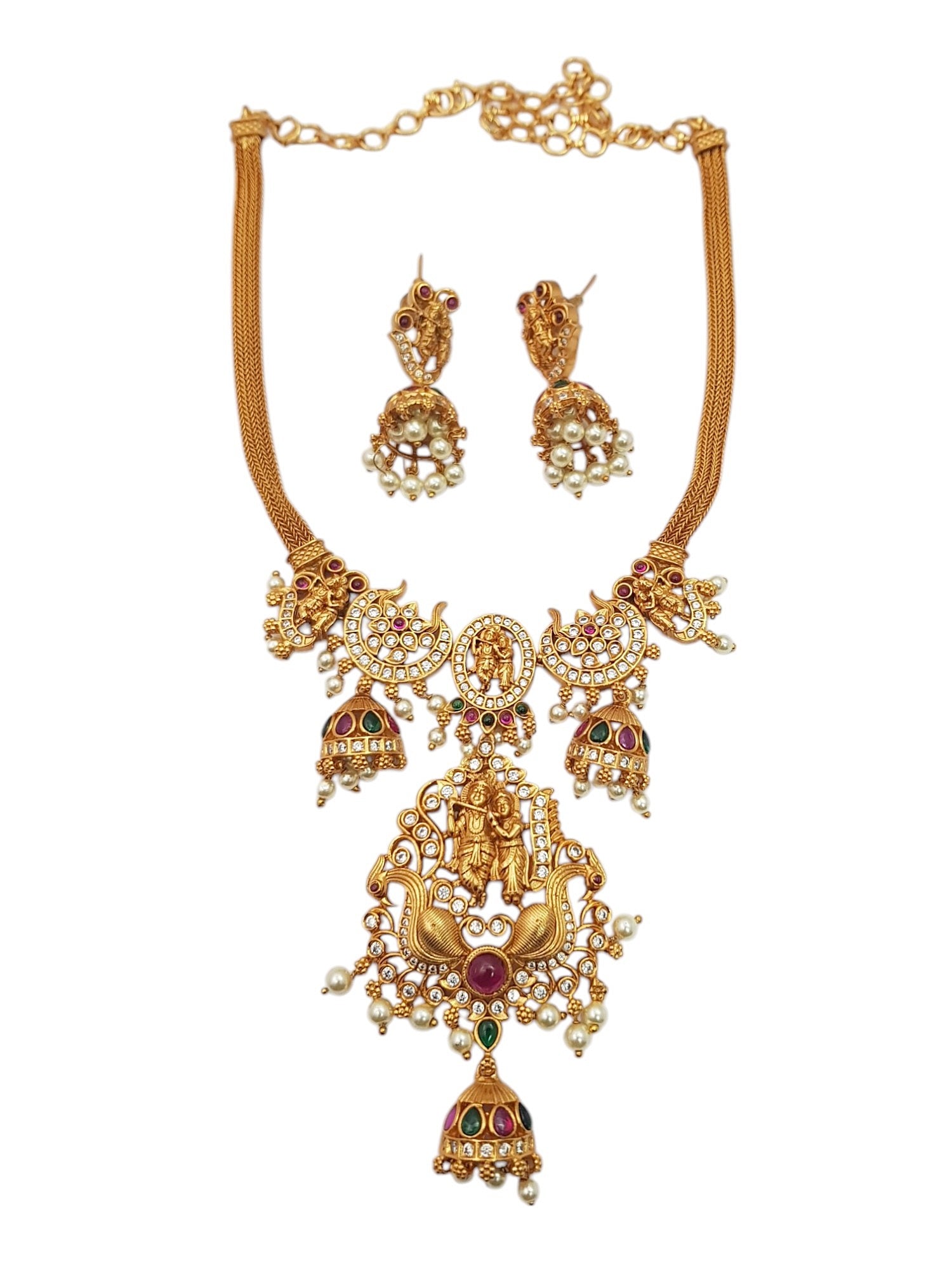 Premium Gold Finish High Quality Short Necklace Set with AD stones for all occasion