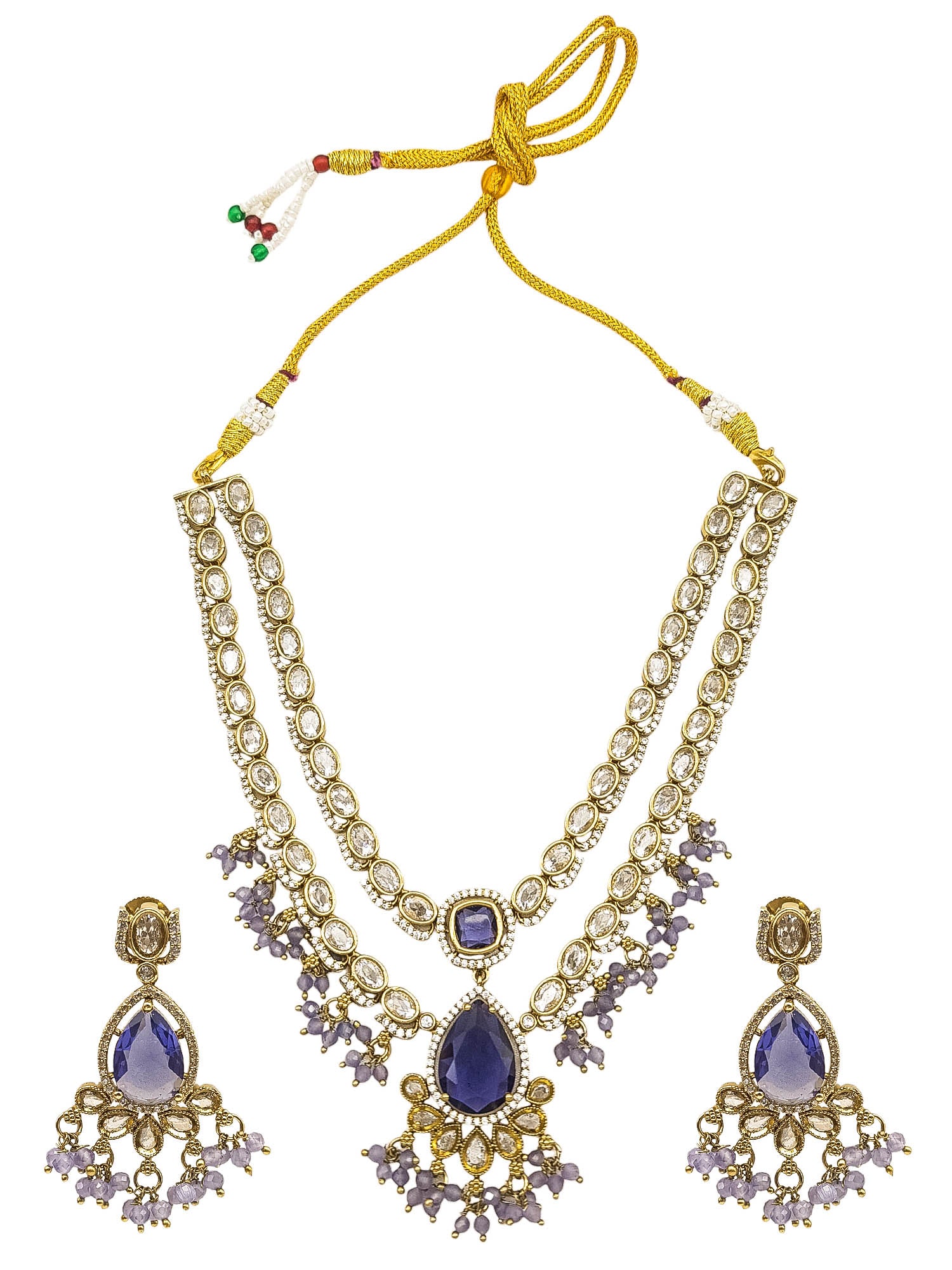 Gold Plated Premium Layered Bridal CZ Necklace Set