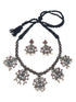 Silver Oxidised necklace set with multicolor stone