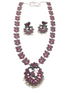 German Silver Plated oxidised Long multicolor stone Necklace set