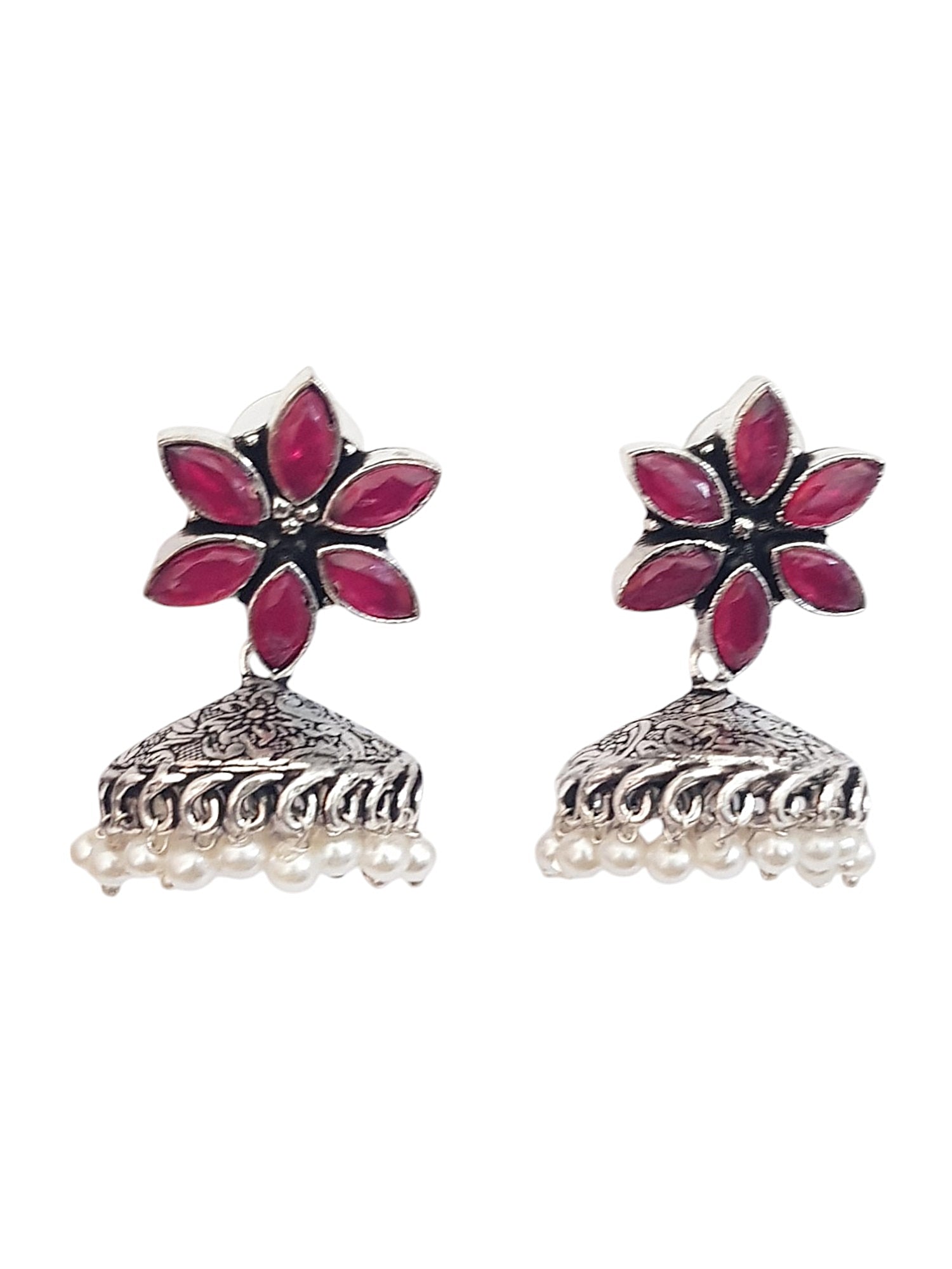 Silver Plated oxidised Earrings Jhumka