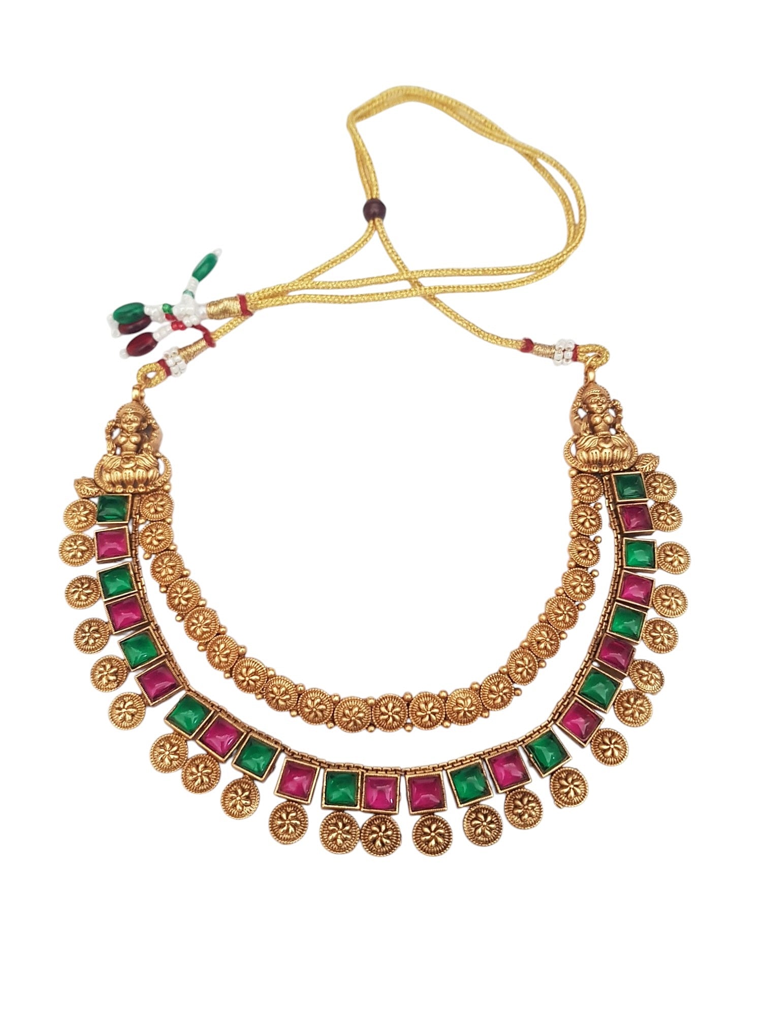 Gold plated Multi colored stone Necklace Set