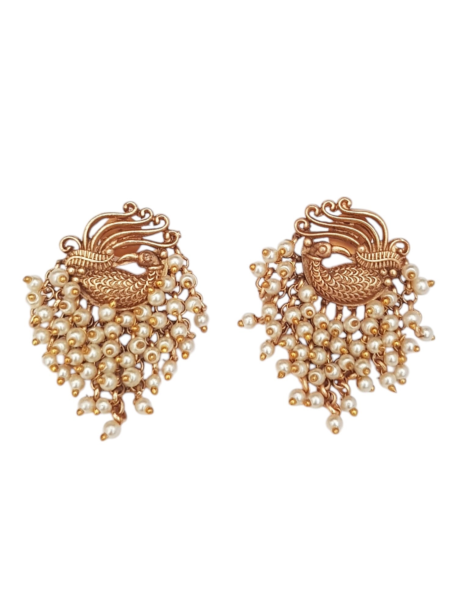 Gold Plated Peacock Studs Earrings