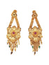 Gold Plated Floral Hangings Earrings with ruby green stone