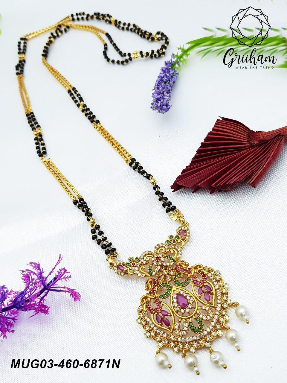 30 inches Micro Gold Finish Black Beads chain/Mangalsutra/Mangalya Chain