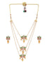 3Layer Gold Finish Designer Multicolor stones lotus Necklace Set - Griiham