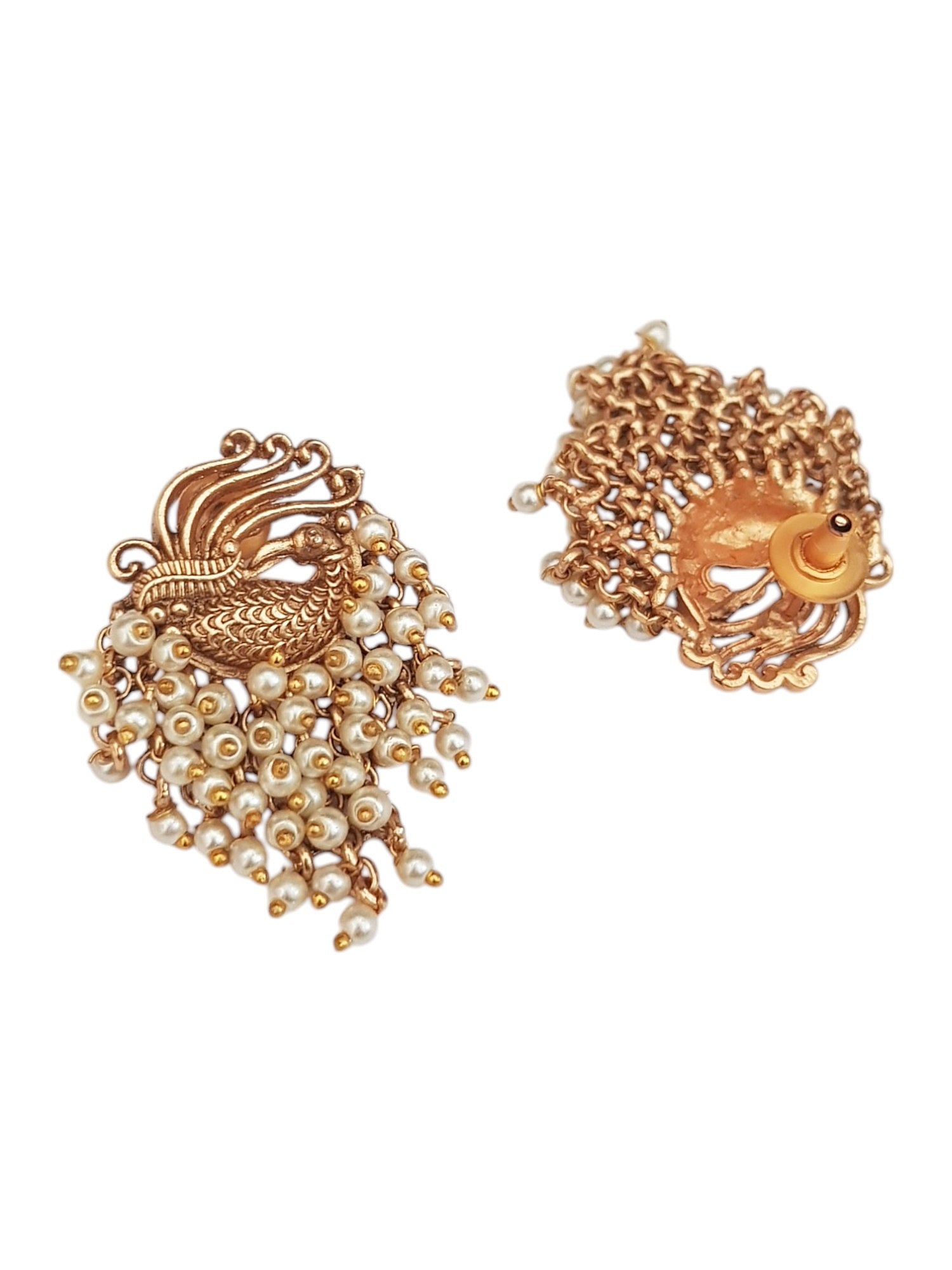 Gold Plated Peacock Studs Earrings