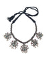 Silver Oxidised necklace set with multicolor stone