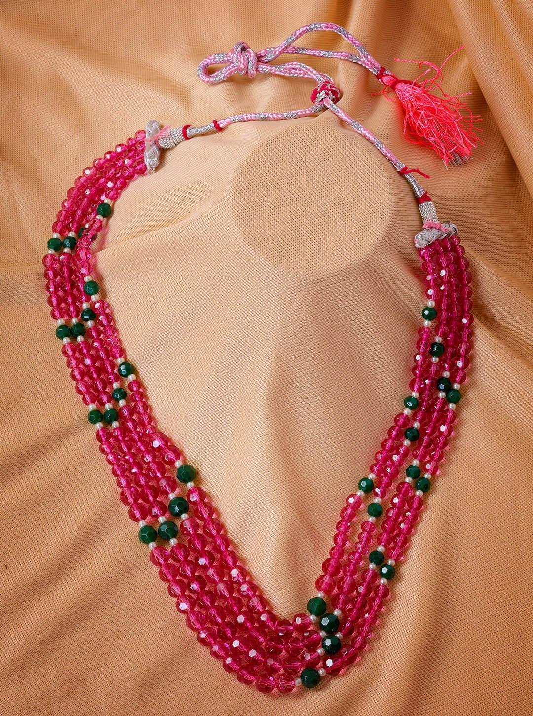 4 Layer Hydro green and pink big crystal Chain 8897N - Griiham