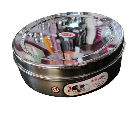 Soham Stainless Steel Masala Box with 7 containers and Spoon