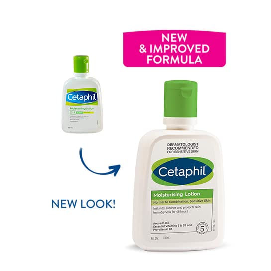 Cetaphil Moisturizing Lotion for Dry to Normal, Sensitive Skin| 100 ml| Moisturizer with Niacinamide, Panthenol| Non-greasy, Won t Clog Pores| Dermatologist Recommended| Paraben, Sulphate Free