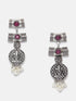 Silver Oxidised Contemporary Design short Necklace set with Ruby red stones