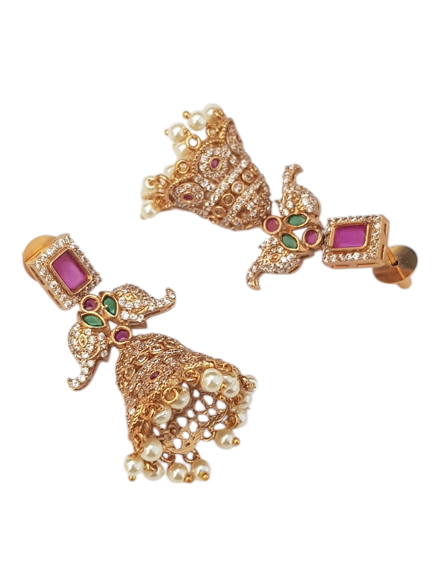 Gold Plated CZ Jhumki earrings