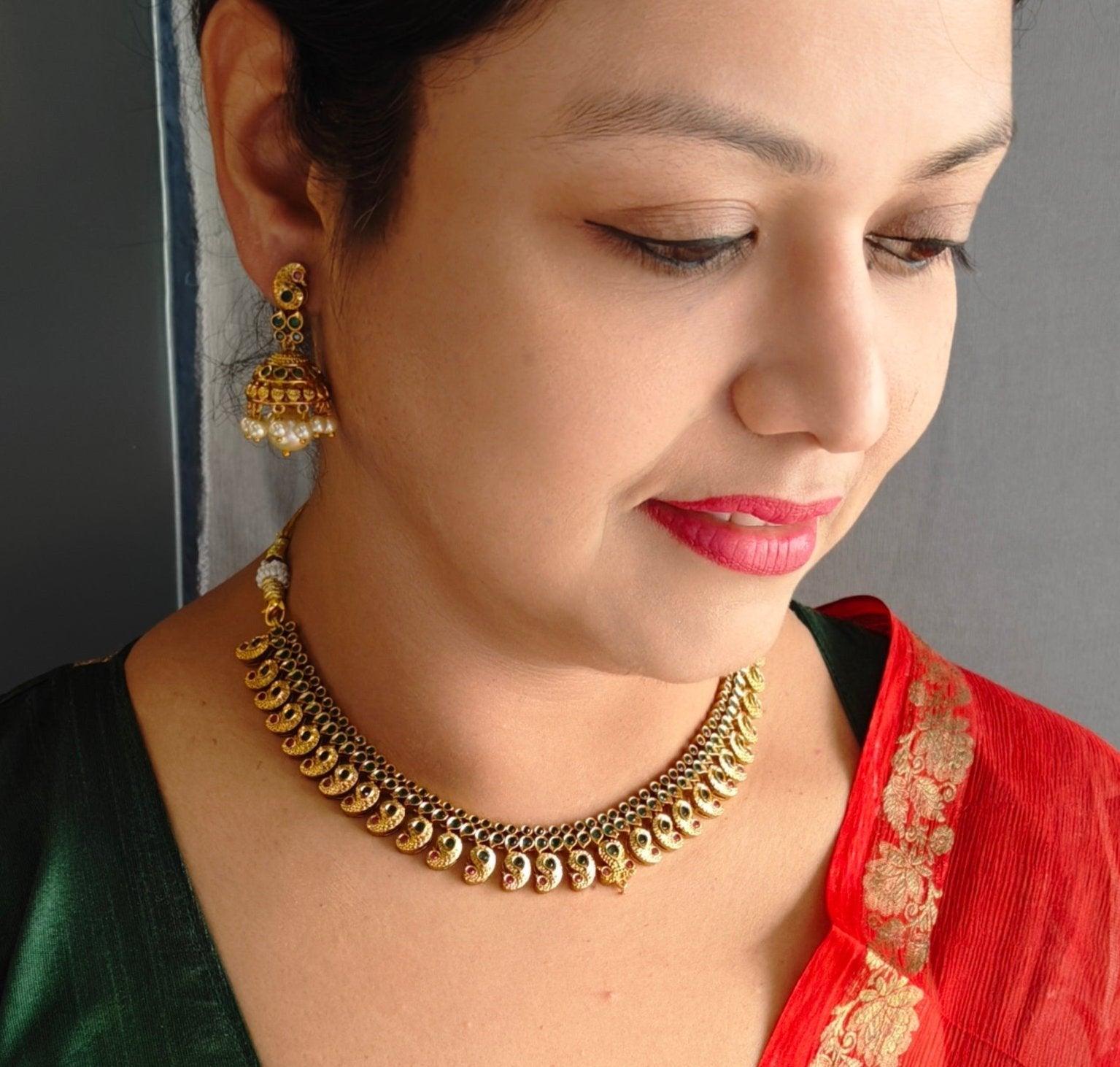 Premium Quality Short Mango malai Necklace set