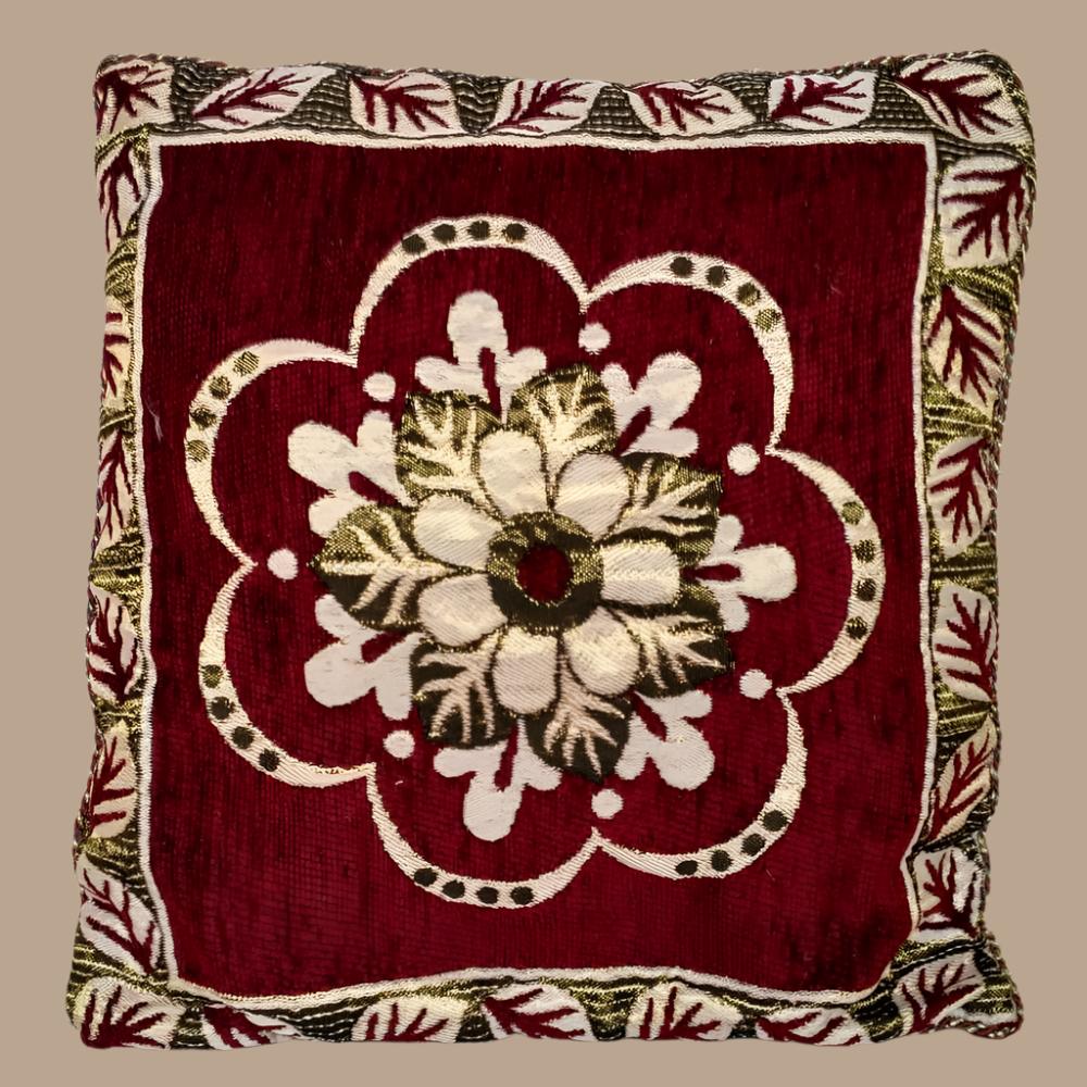 Jacquard Red Floral Cushion Cover 1 pc 16 * 16