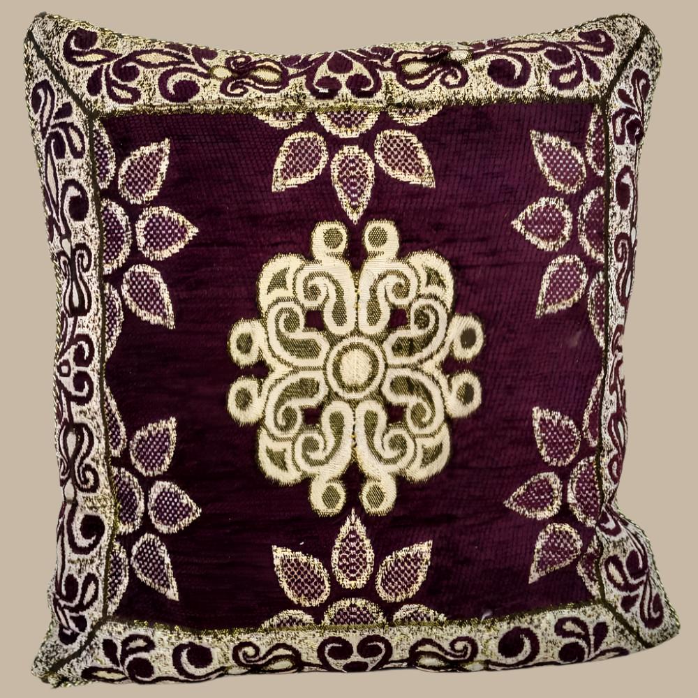 Jacquard Purple Floral Cushion Cover 1 pc